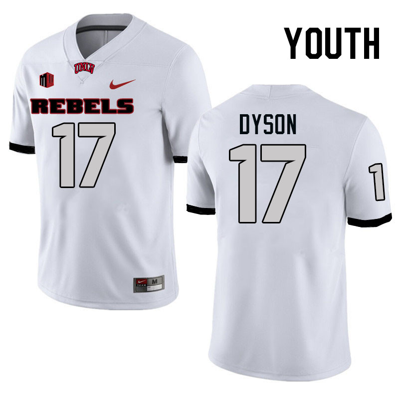 Youth #17 Traivon Dyson UNLV Rebels College Football Jerseys Stitched-White